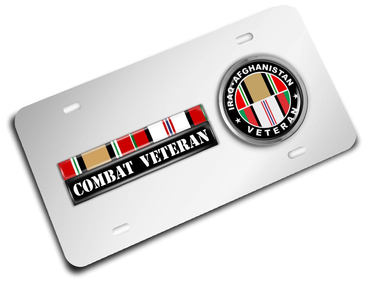 Iraq - Afghanistan Combat Veteran - Stainless Steel Car License Plate